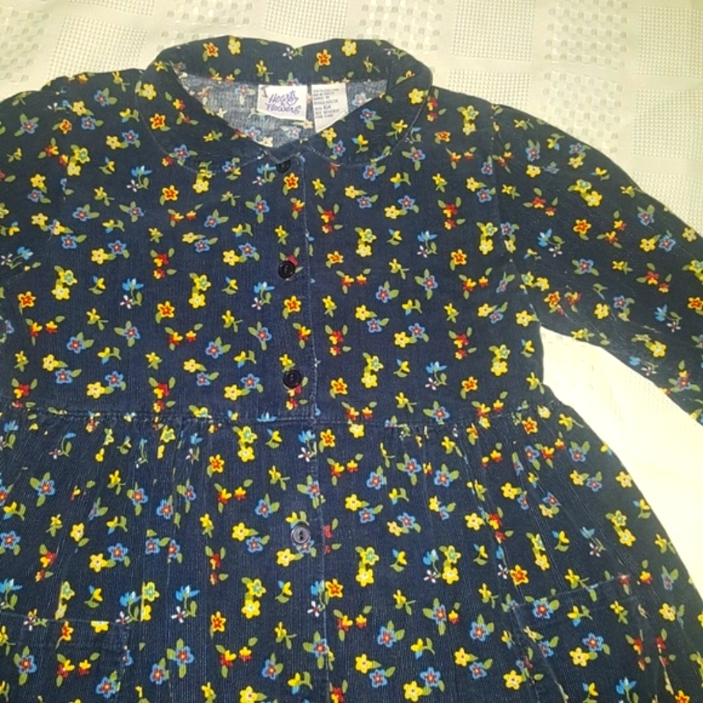 Hearts and Flowers corduroy button up dress